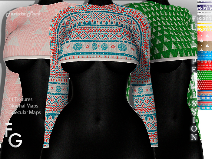 .Fragile. 11 Textures Full Perm 11 Long Sleeves Round Neck Crop