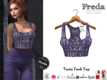 "Freda" Tania Tank Top, Printed Letters Purple, eBody Reborn, Tonic, Rebirth, Legacy, Cinn&Chai, Belleza Gen.X