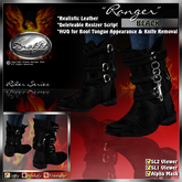 PROMO ~ New Release SALE ~ !Drakke! "Ranger" Boots (Black) with Unsheathed Knife Appearance Option ~ SL Viewer 2 Ready