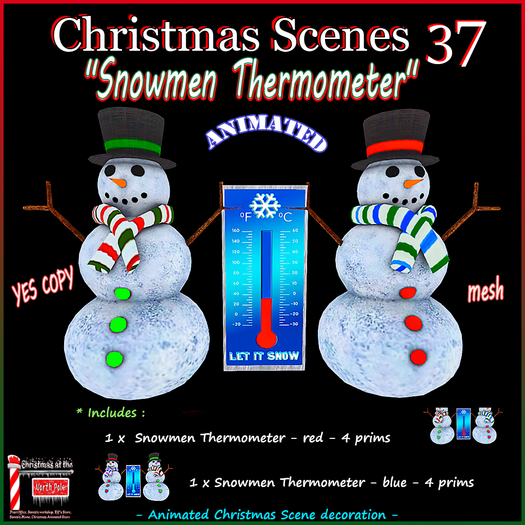 Christmas Scenes 37  "Snowmen Thermometer" 