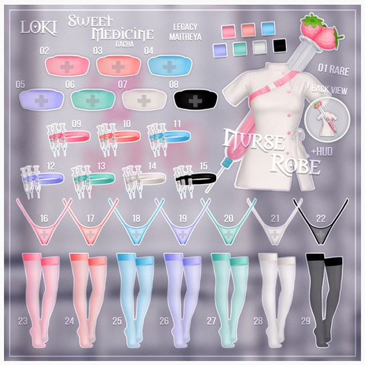01.Loki - Sweet Medicine GACHA - Nurse Robe - Maitreya - RARE