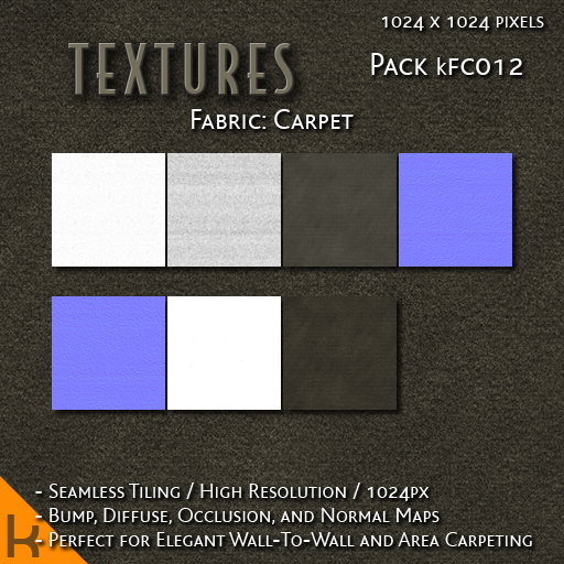 [kFC012] 1024px Olive Brown Carpet Kit With Bump, Diffuse, Occlusion and Normal Material Maps by E&D ENGINEERING
