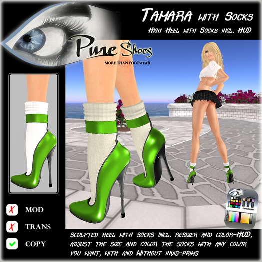 << PURE >> Pure Shoes - Tamara with Socks in Apple [inworld price 99L$]