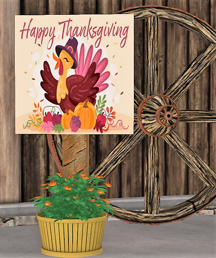 LaBoutique ~ Happy Thanksgiving Sign w/Flowers 