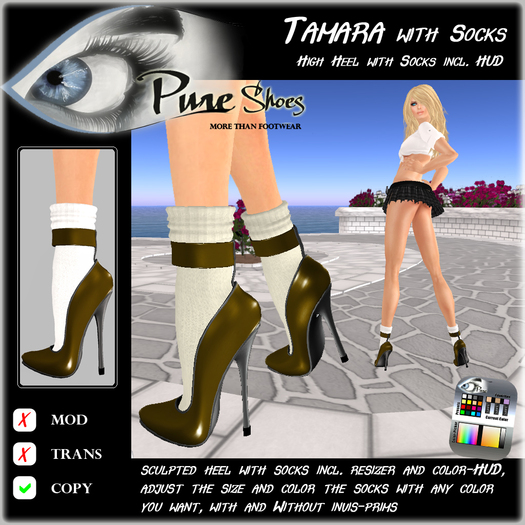 << PURE >> Pure Shoes - Tamara with Socks in Chocolate [inworld price 99L$]