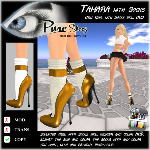 << PURE >> Pure Shoes - Tamara with Socks in Copper [inworld price 99L$]