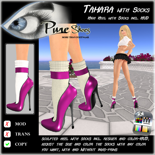 << PURE >> Pure Shoes - Tamara with Socks in Pink [inworld price 99L$]