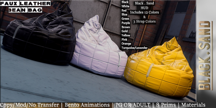 Black . Sand ▶Faux Leather Beanbag -PG-◀