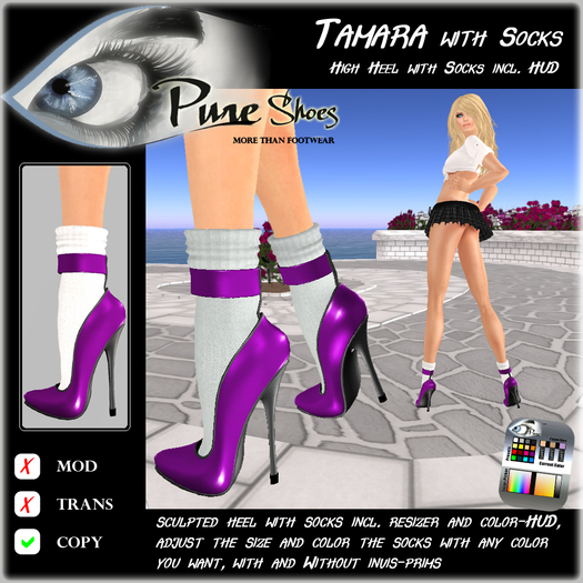 << PURE >> Pure Shoes - Tamara with Socks in Violet [inworld price 99L$]