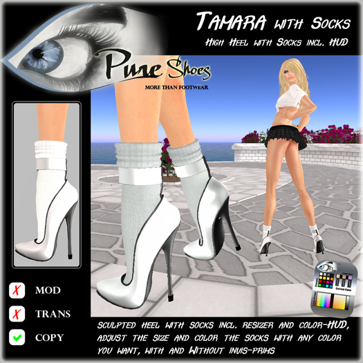 << PURE >> Pure Shoes - Tamara with Socks in White [inworld price 99L$]