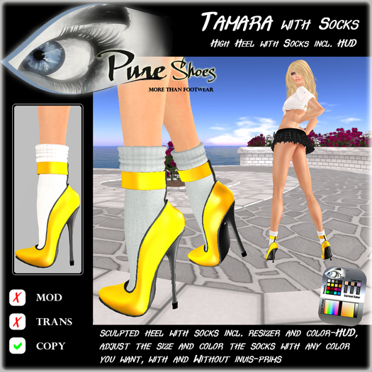 << PURE >> Pure Shoes - Tamara with Socks in Yellow [inworld price 99L$]