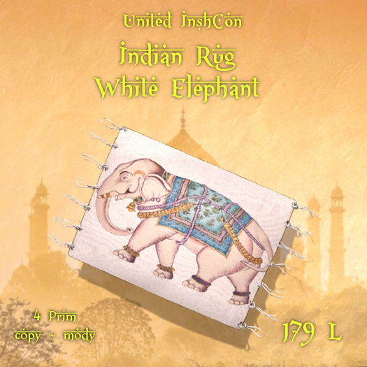 *UI* Indian Rug White Elephant v