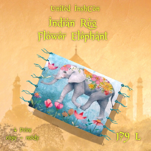 *UI* Indian Rug Flower Elephant v