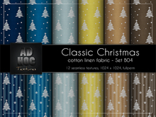 AD HOC - CLASSIC CHRISTMAS - Set B04 - Cotton Linen Fabric (christmas tree, stars, dots & stripes)