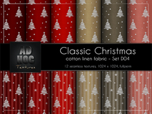 AD HOC - CLASSIC CHRISTMAS - Set D04 - Cotton Linen Fabric (christmas tree, stars, dots & stripes)
