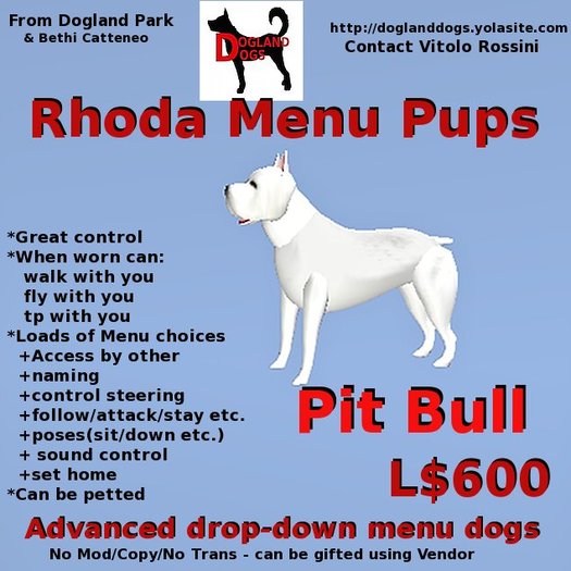 Pit Bull- Rhoda Menu Pup (Boxed)