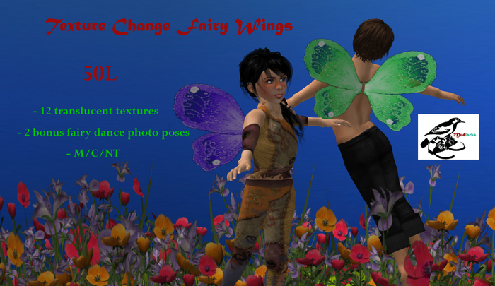 Mudlarks Fairy Wings-12 Texture Changes w/ Free Poses