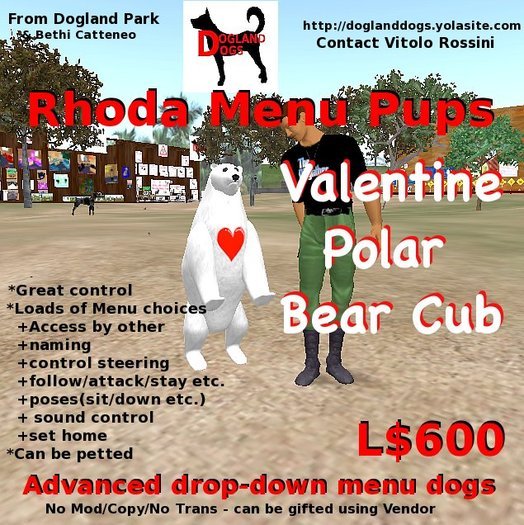 Valentine Polar Bear Cub - Rhoda Menu Pup (Boxed)
