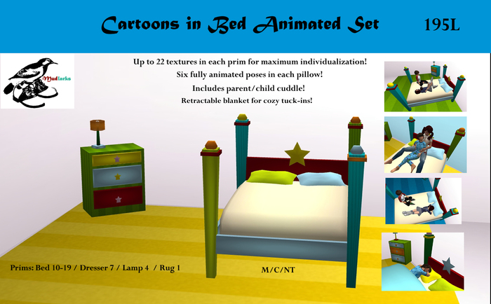Mudlarks Cartoons in Bed - Star Set - Animated Poses