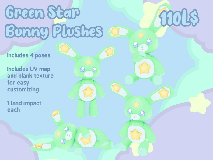 Liminality- Green Star Bunny Plushes
