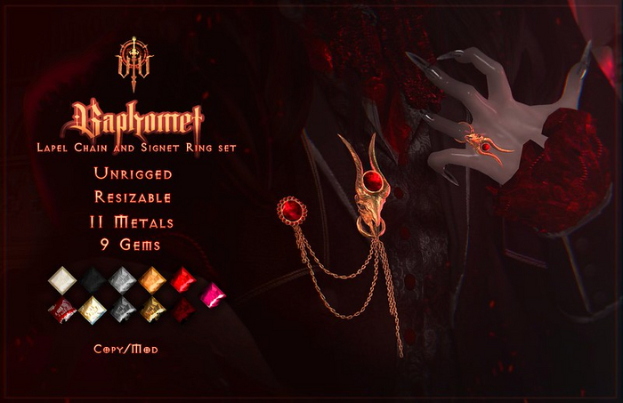 /Vae Victis\ - "Baphomet" Lapel Chain + Signet Ring