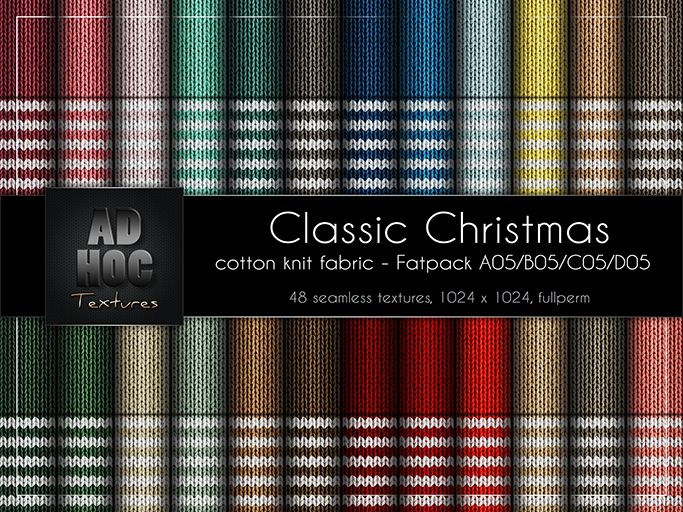 AD HOC - CLASSIC CHRISTMAS - Fatpack A05-B05-C05-D05 - Cotton Knit Fabric (solids & stripes)