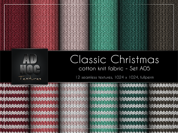 AD HOC - CLASSIC CHRISTMAS - Set A05 - Cotton Knit Fabric (solids & stripes)