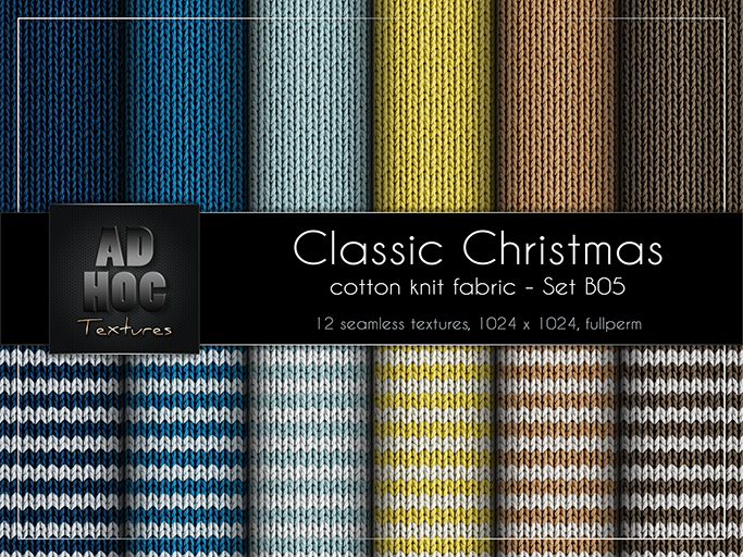 AD HOC - CLASSIC CHRISTMAS - Set B05 - Cotton Knit Fabric (solids & stripes)