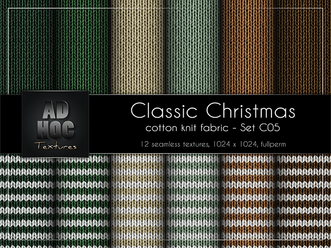 AD HOC - CLASSIC CHRISTMAS - Set C05 - Cotton Knit Fabric (solids & stripes)