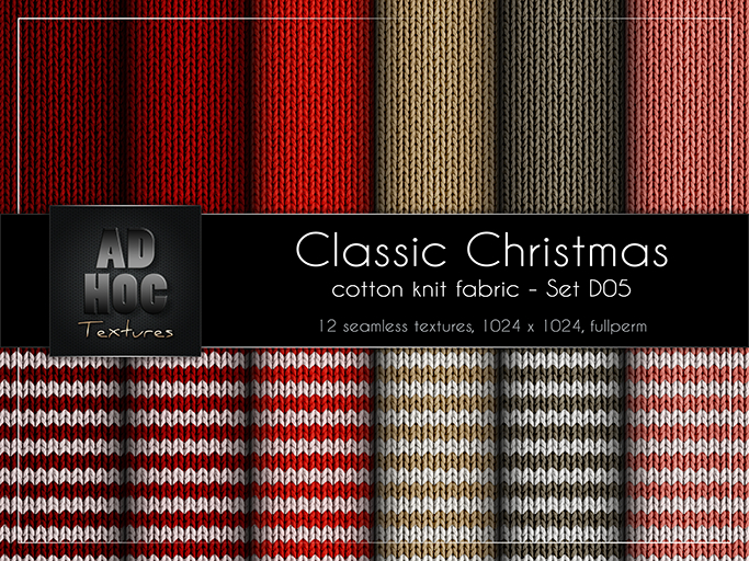 AD HOC - CLASSIC CHRISTMAS - Set D05 - Cotton Knit Fabric (solids & stripes)