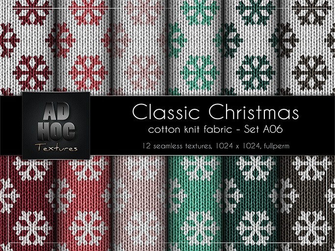 AD HOC - CLASSIC CHRISTMAS - Set A06 - Cotton Knit Fabric (snowflakes)
