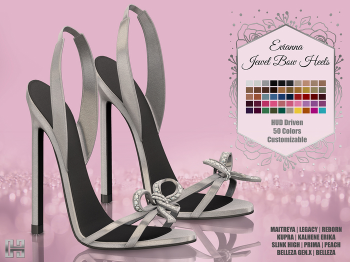 [hh] Evianna Jewel Bow Heels