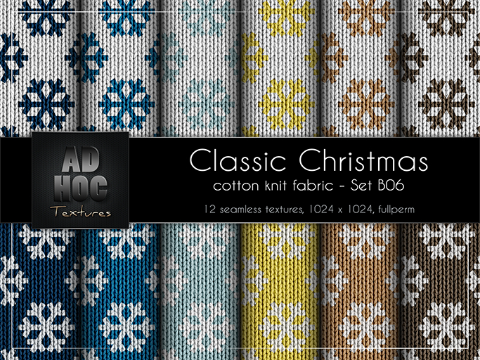AD HOC - CLASSIC CHRISTMAS - Set B06 - Cotton Knit Fabric (snowflakes)