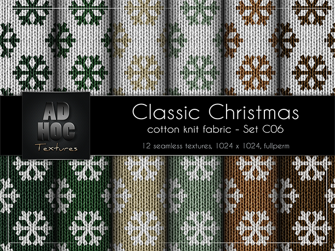 AD HOC - CLASSIC CHRISTMAS - Set C06 - Cotton Knit Fabric (snowflakes)
