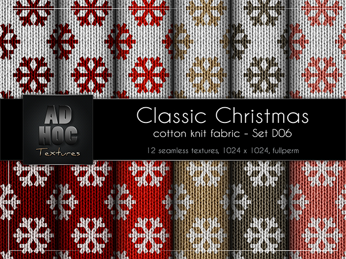 AD HOC - CLASSIC CHRISTMAS - Set D06 - Cotton Knit Fabric (snowflakes)