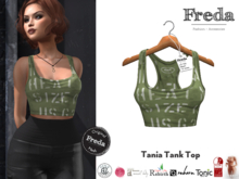 "Freda" Tania Tank Top, Printed Letters Reed Green, eBody Reborn, Tonic, Rebirth, Legacy, Cinn&Chai, Belleza Gen.X