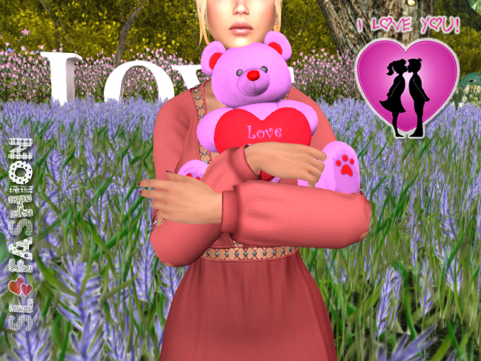 Mini Teddy Bear with Love Heart  Pink - Love You / Animation