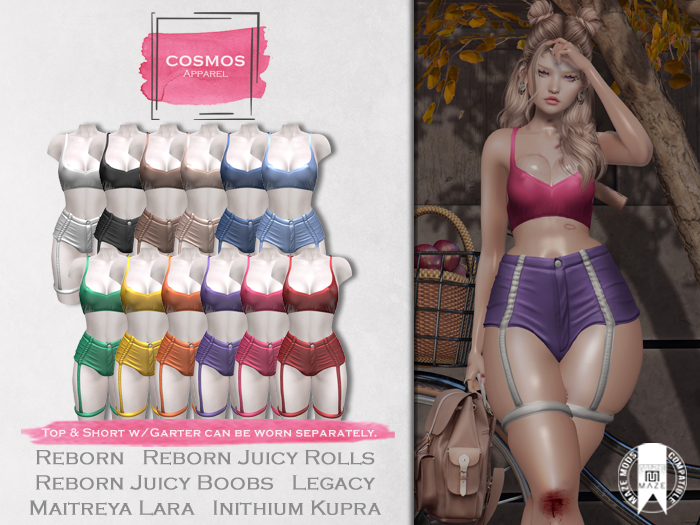 [COSMOS] Mirja Top & Shorts Set Satin / 12 Colors Fatpack
