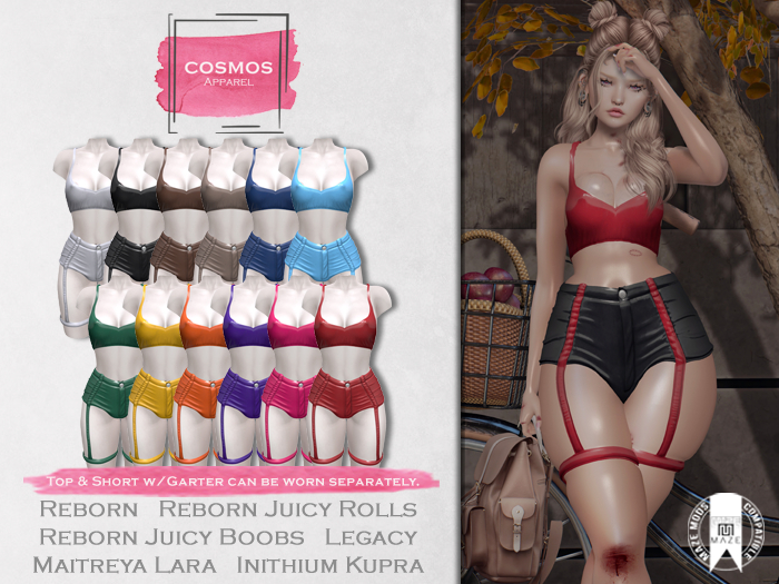 [COSMOS] Mirja Top & Shorts Set Latex / 12 Colors Fatpack Demo