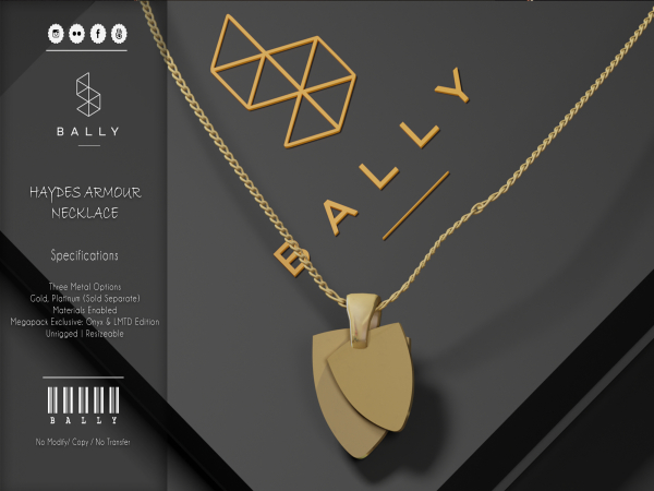 'BALLY' Haydes Armour Necklace Platinum