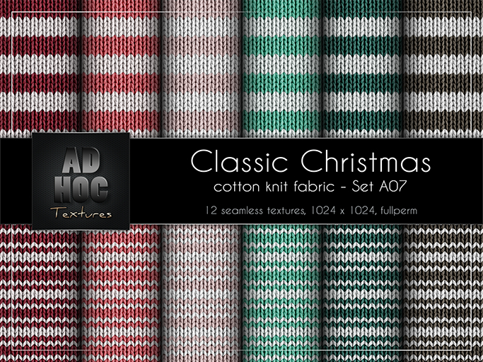 AD HOC - CLASSIC CHRISTMAS - Set A07 - Cotton Knit Fabric (stripes)