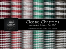 AD HOC - CLASSIC CHRISTMAS - Set A07 - Cotton Knit Fabric (stripes)