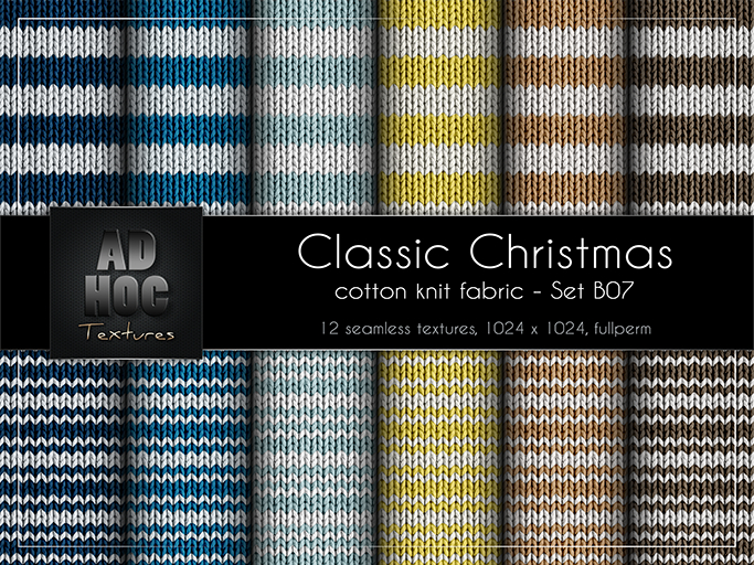 AD HOC - CLASSIC CHRISTMAS - Set B07 - Cotton Knit Fabric (stripes)