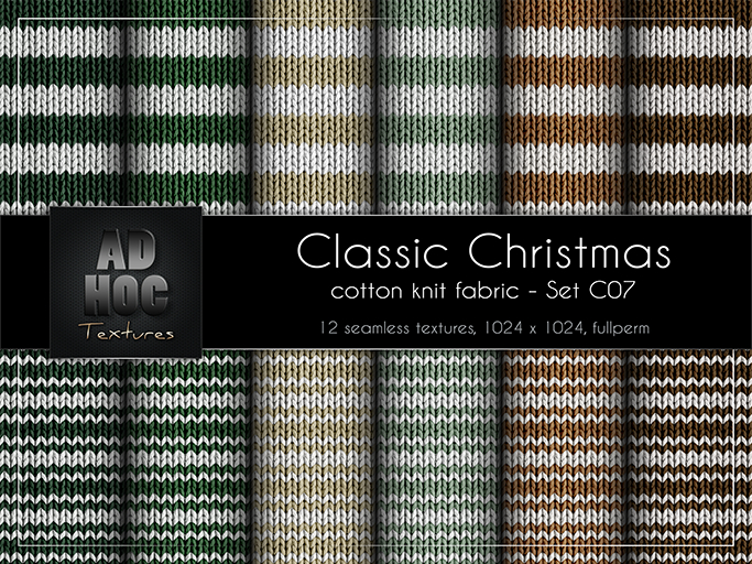AD HOC - CLASSIC CHRISTMAS - Set C07 - Cotton Knit Fabric (stripes)