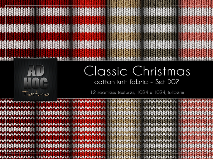 AD HOC - CLASSIC CHRISTMAS - Set D07 - Cotton Knit Fabric (stripes)