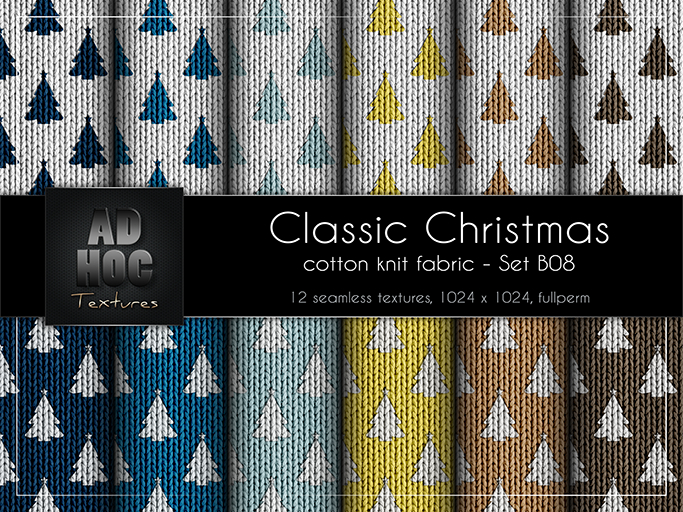 AD HOC - CLASSIC CHRISTMAS - Set B08 - Cotton Knit Fabric (christmas trees)