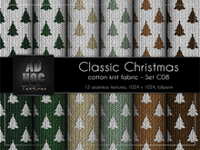 AD HOC - CLASSIC CHRISTMAS - Set C08 - Cotton Knit Fabric (christmas trees)