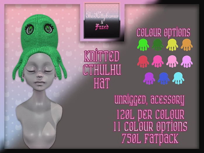 [Fuzed&TKC] Knitted Cthulhu hat - green