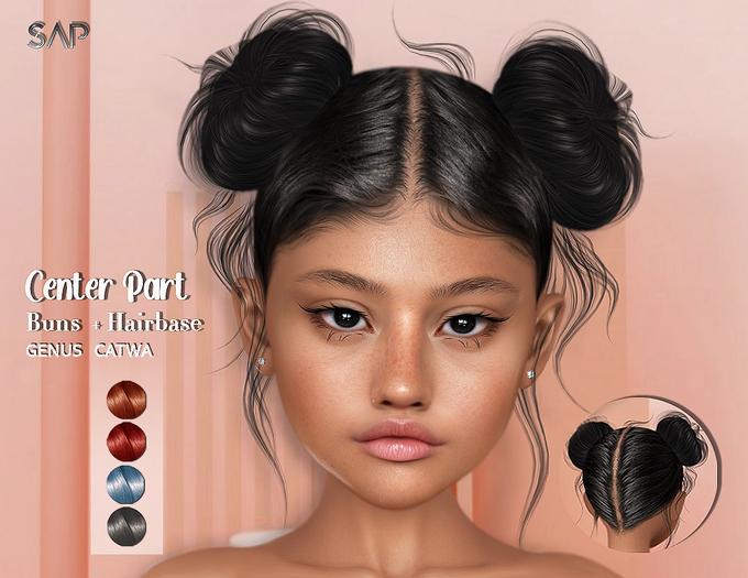 Sap ~ Center Part - Buns & Hairbase Genus / Catwa (Colors)