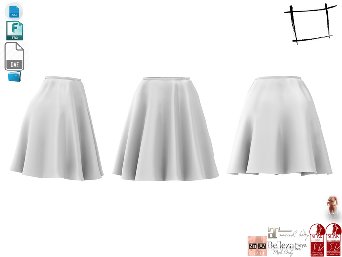 Dae Obj FBX  Slim Belt Ruffled Short Skirt Maitreya Slink Belleza Isis Freya Legacy Reborn Kupra